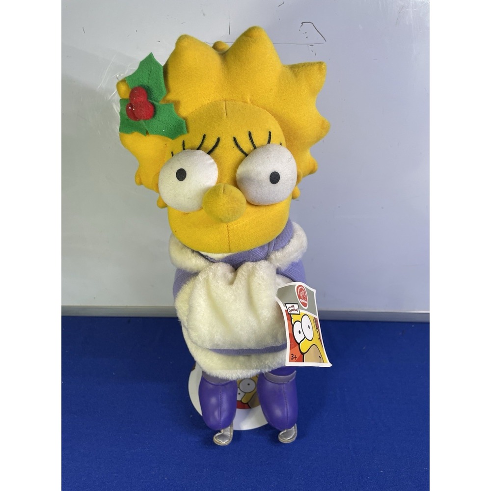 2003 Applause Lisa Simpson Holiday‎ Plush Doll Tag Stand Christmas Skates Winter